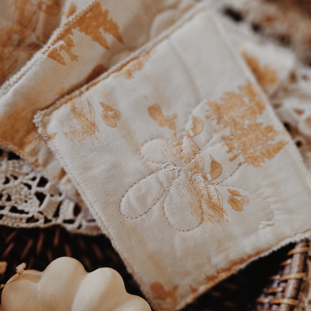 Handcrafted Brown Floral Fabric Coasters Set - Picture 5 of 5